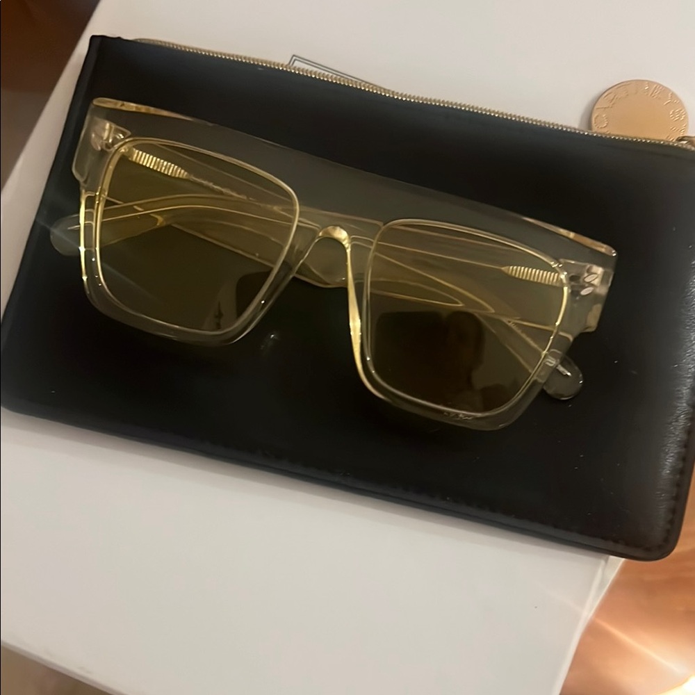 Stella McCartney Yellow Tinted Logo Square Sunglasses